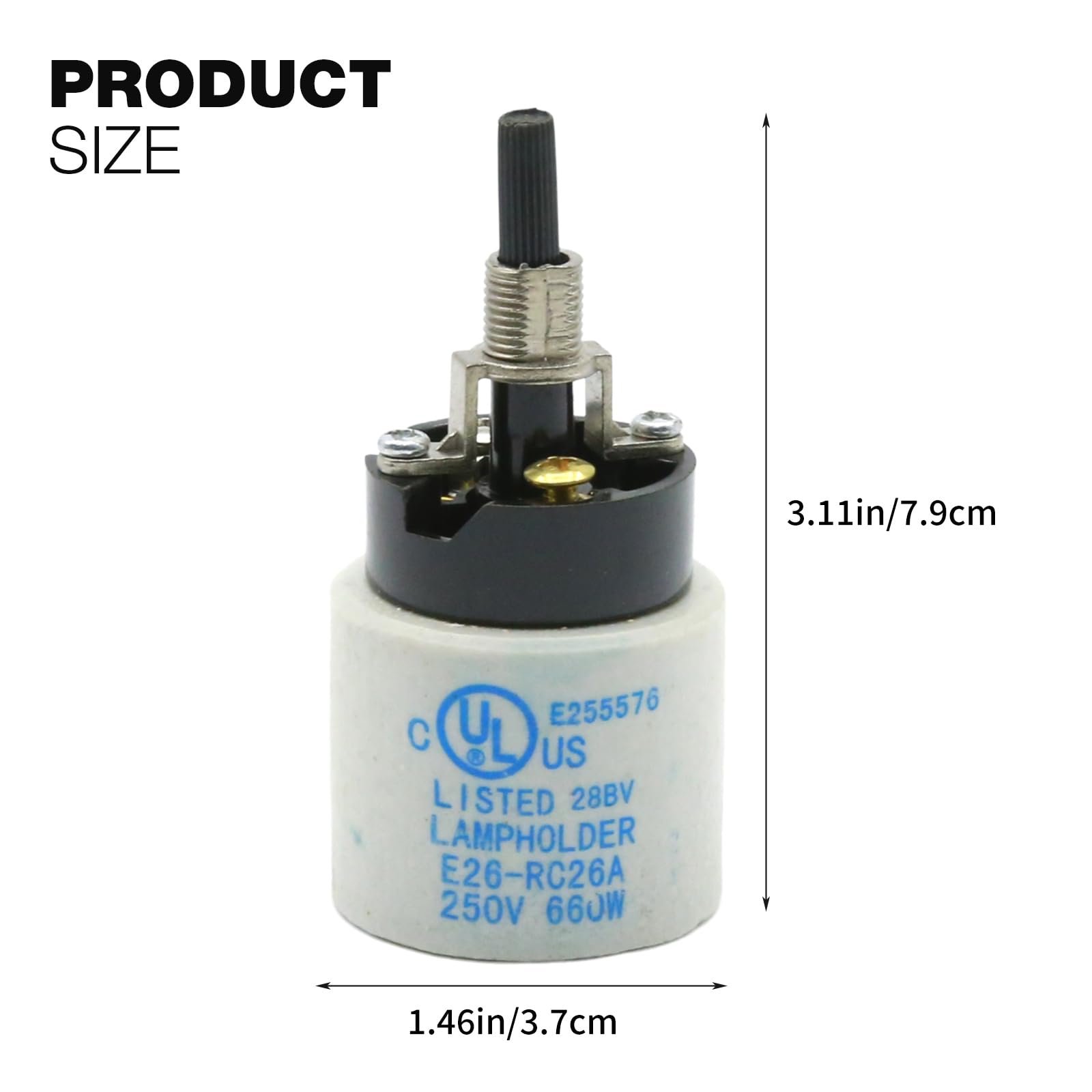 Zreneyfex Rotary Lamp Switch Replacement with Socket Holder 660W